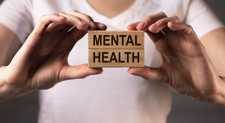 Mental health inscription, word. Psychological problem concept Is depression common in adolescence ?